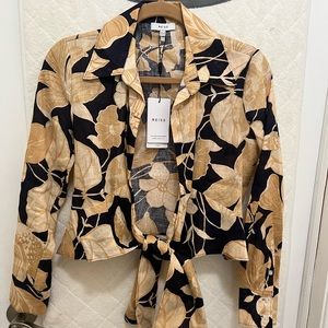 Beautiful Reiss Jackson print crop top new with tags  linen shirt
